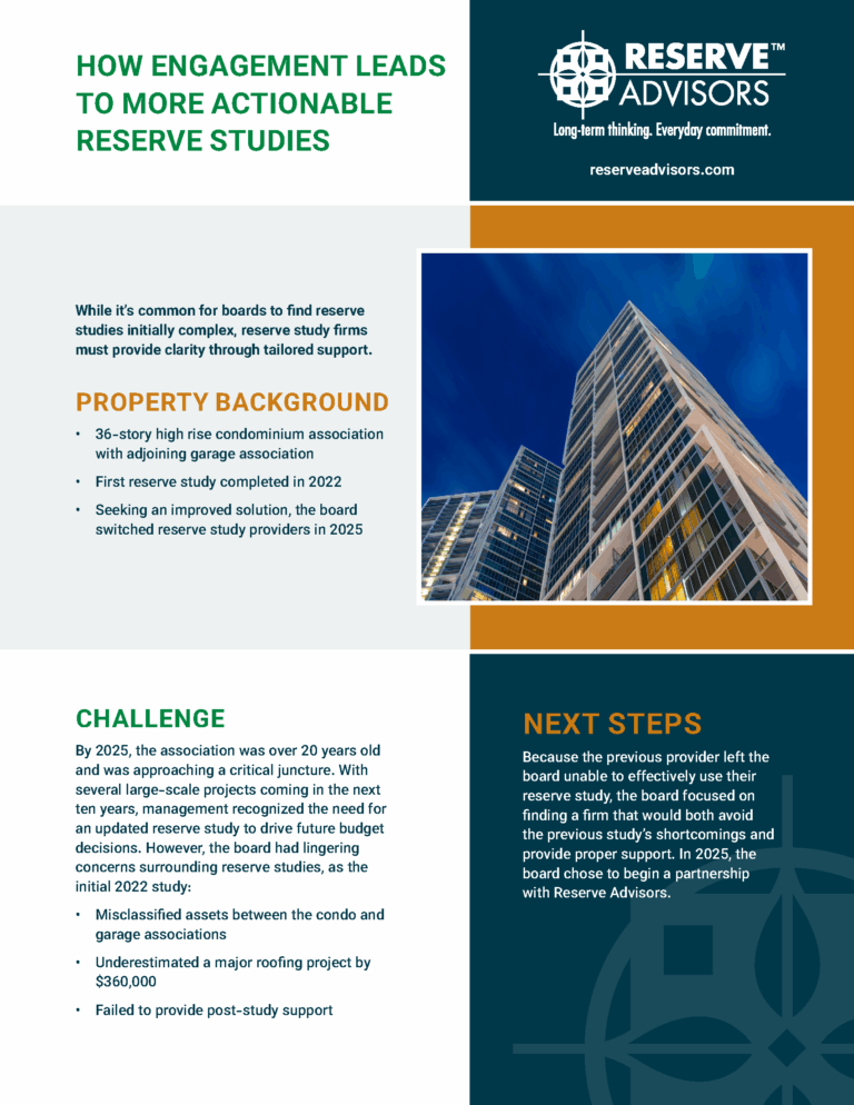 How Engagement Leads to Actionable Reserve Studies Case Study